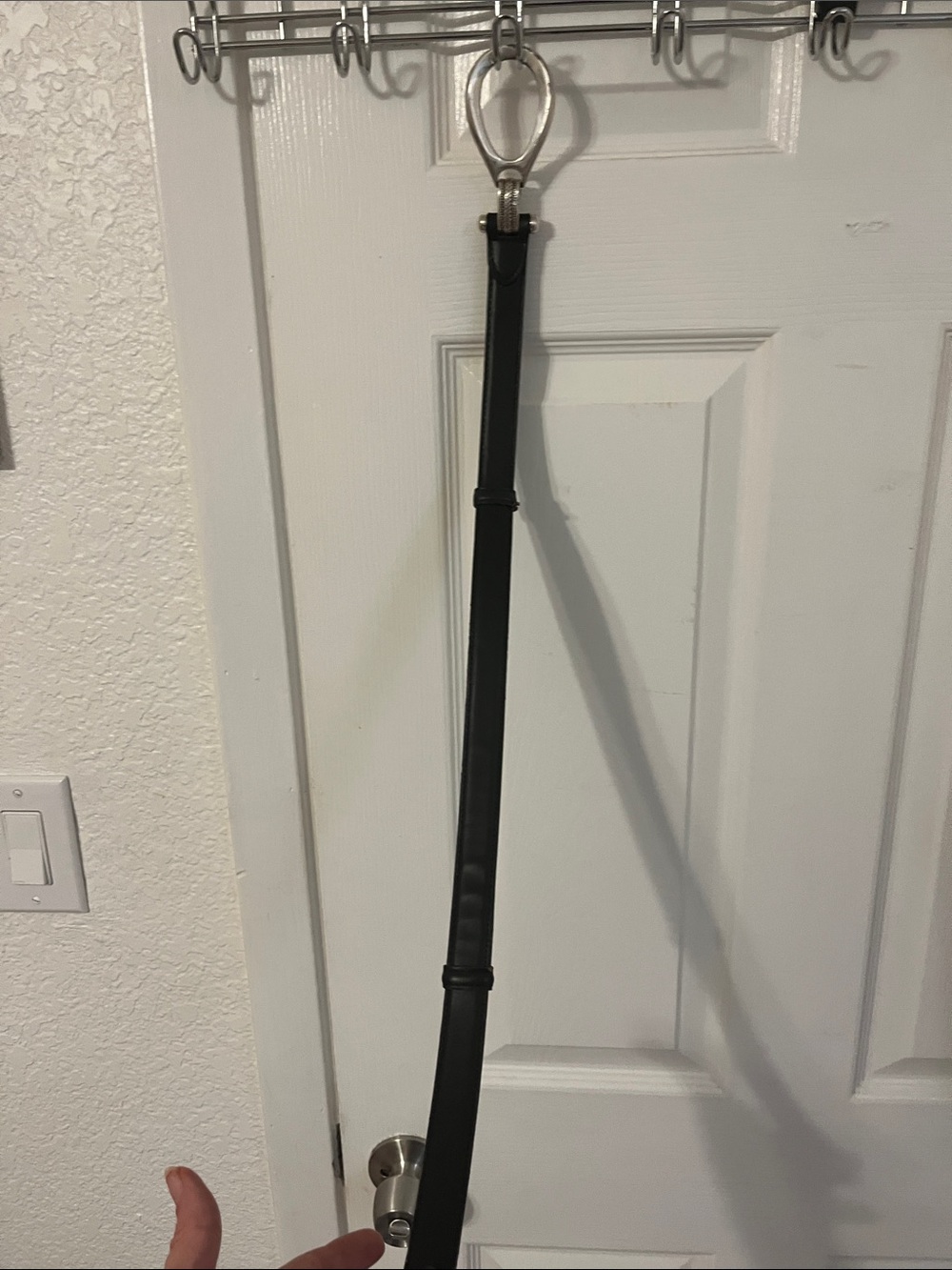 Classic Black Leather Belt Strap with Silver Hardware
